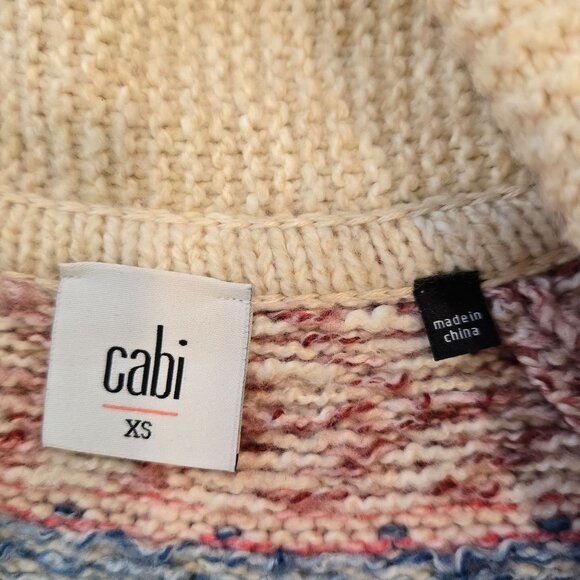 Cabi highlands Womens XS Multicolor Fair Isle Knit Sweater Shawl Collar & Zipper - Picture 5 of 7